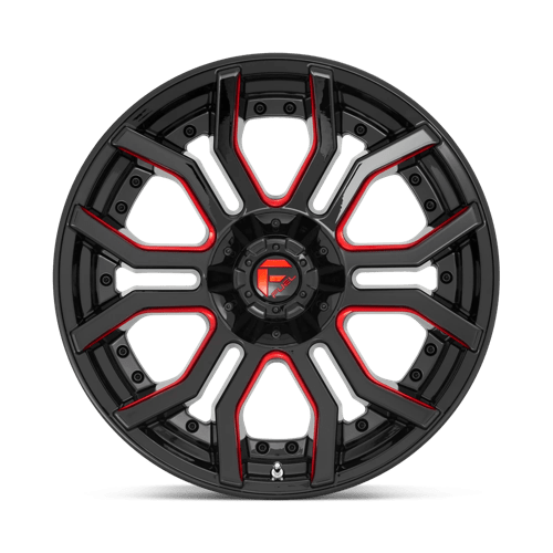 20x9 fuel off-road d712 rage gloss black red tinted clear wheel 6x5.5 bolt pattern 1mm offset
