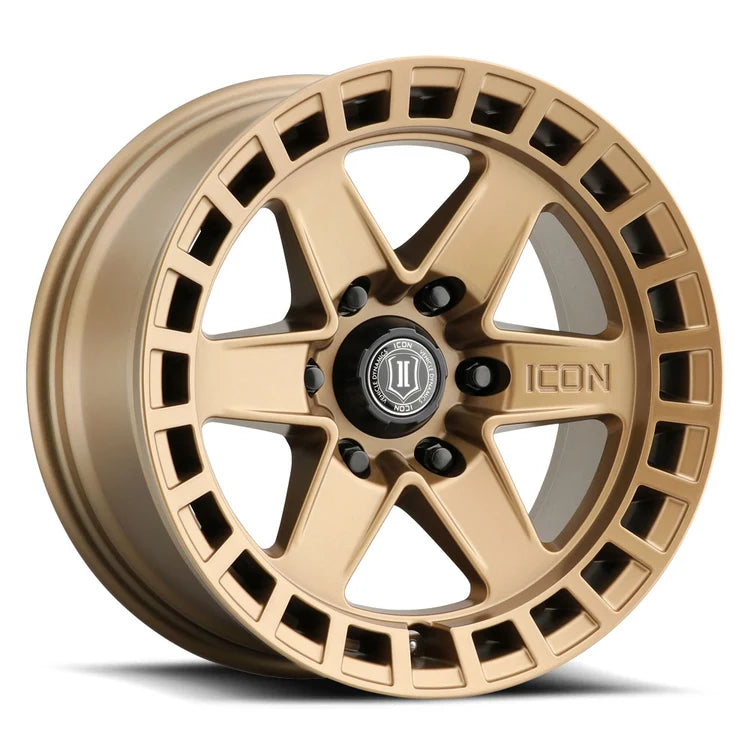 17x8.5 Icon Alloys Raider Satin Brass Wheel 6x5.5 Bolt Pattern 0mm Offset