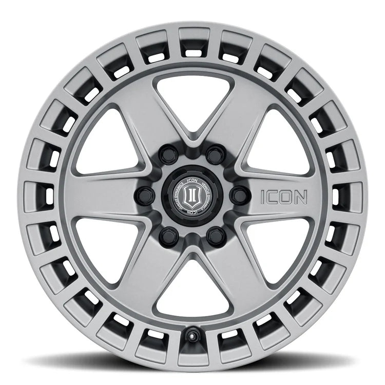 17x8.5 Icon Alloys Raider Titanium Wheel 6x5.5 Bolt Pattern 0mm Offset
