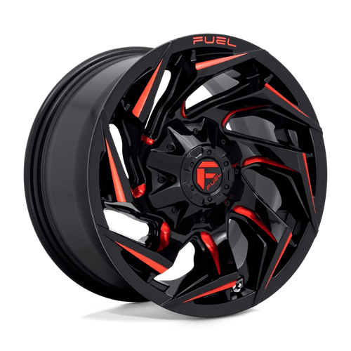 17x9 fuel off-road d755 reaction gloss black milled w red tint wheel 6x5.5 bolt pattern 12mm offset