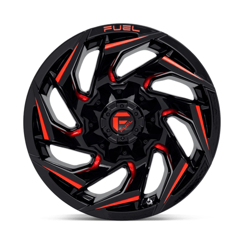 22x10 fuel off-road d755 reaction gloss black milled w red tint wheel 6x5.5 bolt pattern 18mm offset