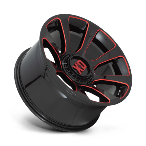 20x9 xd wheels xd854 reactor gloss black milled w red tint wheel 6x5.5 bolt pattern 18mm offset