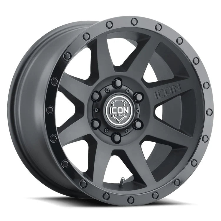 18x9 Icon Alloys Rebound Double Black Wheel 6x5.5 Bolt Pattern 25mm Offset