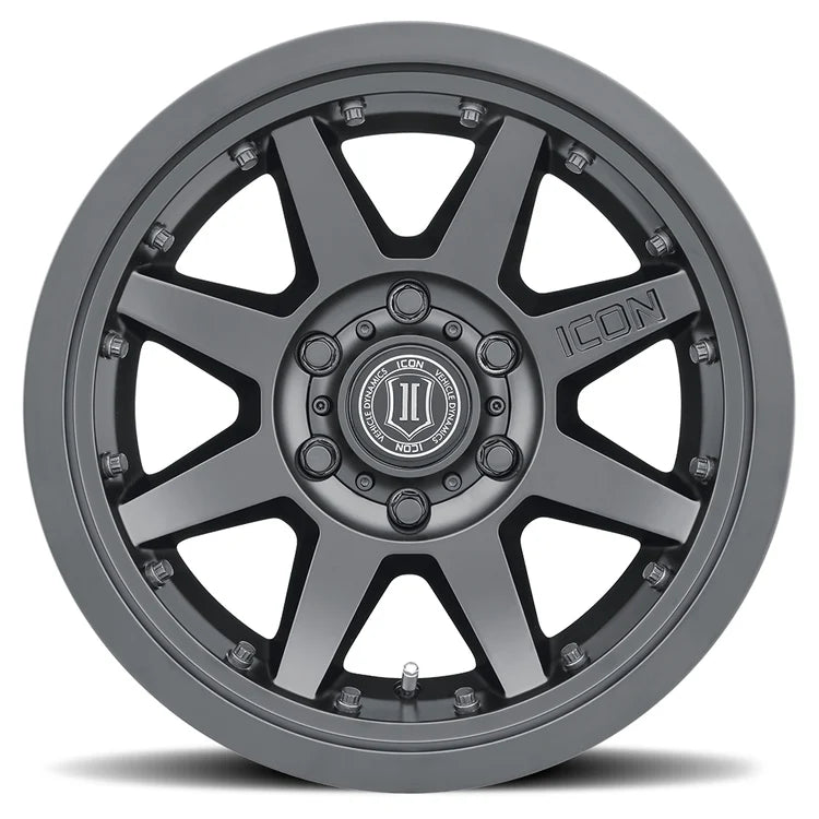 17x8.5 Icon Alloys Rebound Pro Satin Black Wheel 6x5.5 Bolt Pattern 25mm Offset