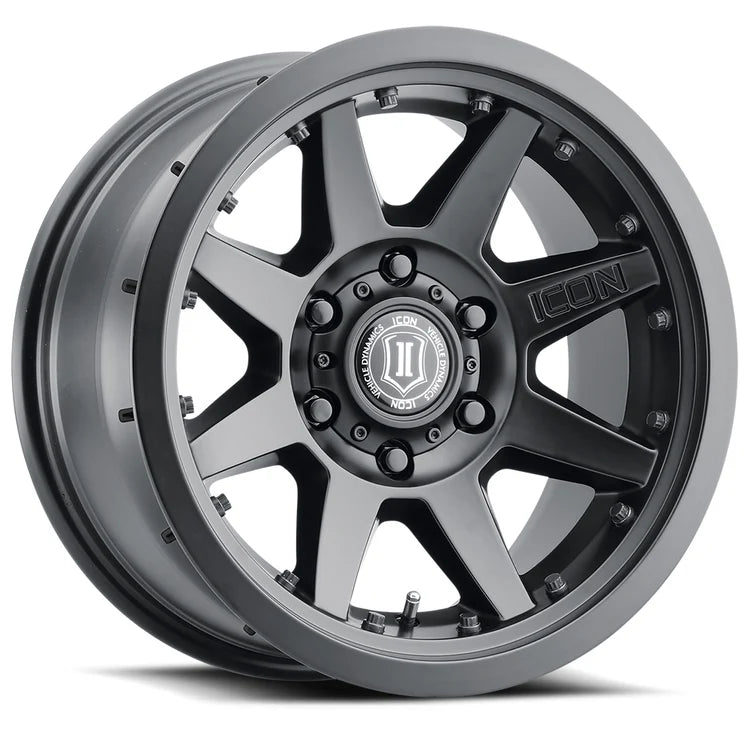 17x8.5 Icon Alloys Rebound Pro Satin Black Wheel 6x5.5 Bolt Pattern 25mm Offset