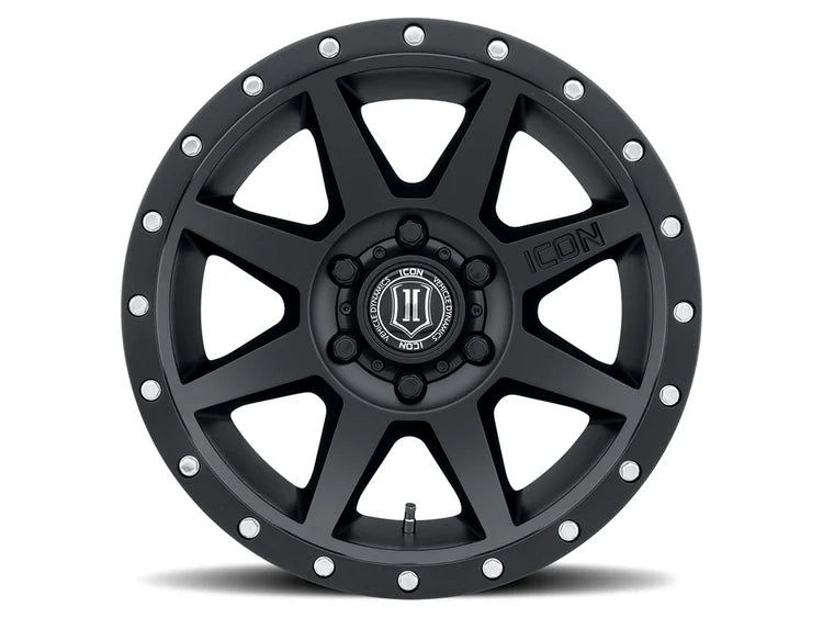 18x9 Icon Alloys Rebound Satin Black Wheel 6x5.5 Bolt Pattern 25mm Offset