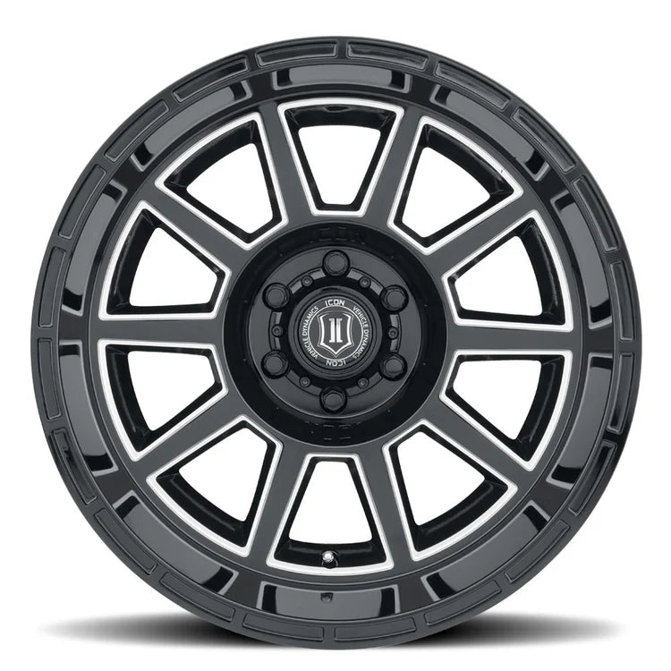 20x10 Icon Alloys Recoil Gloss Black Milled Wheel 6x5.5 Bolt Pattern -24mm Offset