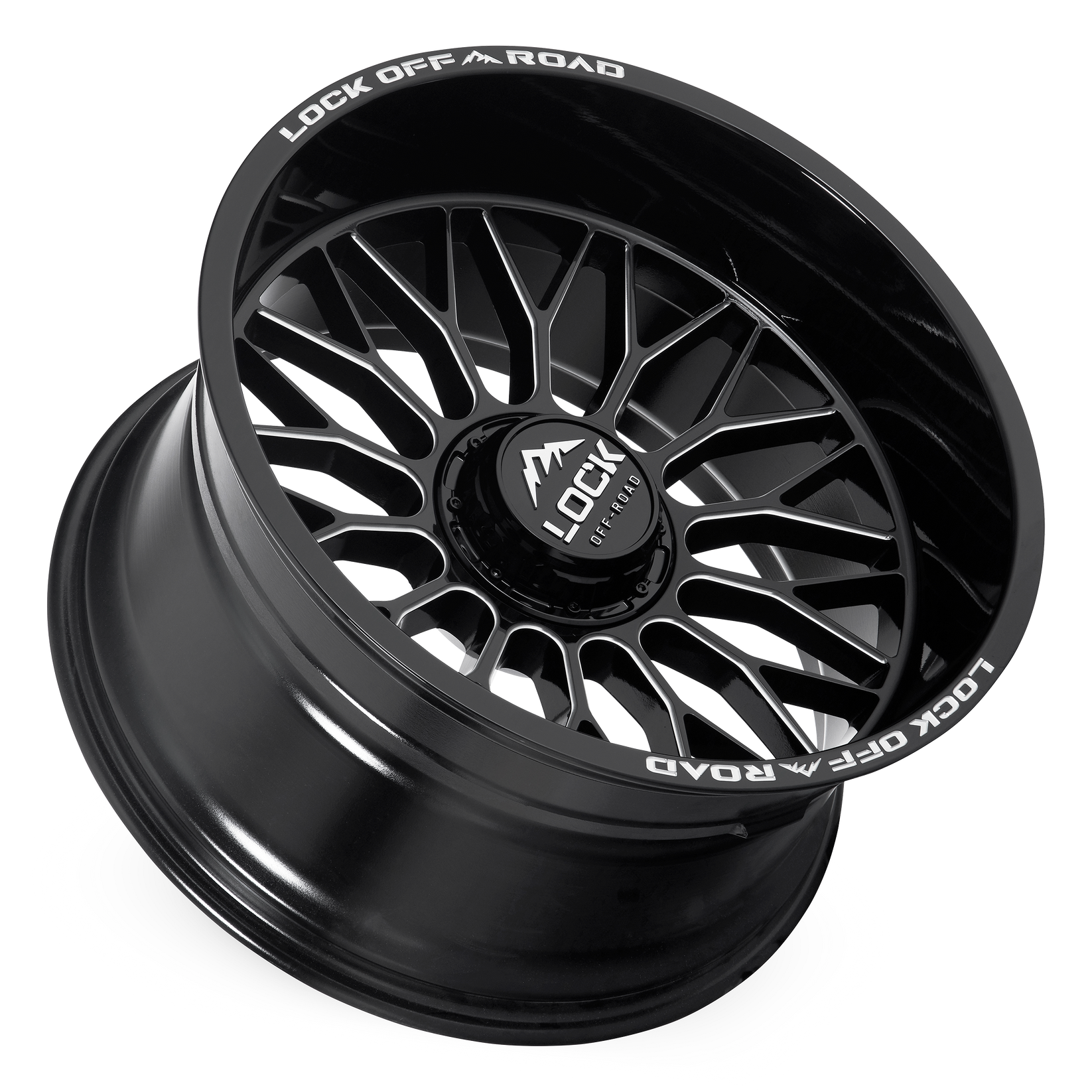 20x9 lock off-road rampage gloss black milled wheel 6x5.5 bolt pattern 1mm offset