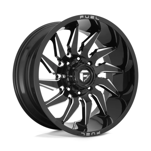 22x12 fuel off-road d744 saber gloss black milled wheel 6x5.5 bolt pattern 44mm offset