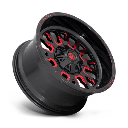 18x9 fuel off-road d612 stroke gloss black red tinted clear wheel 6x5.5 bolt pattern 1mm offset