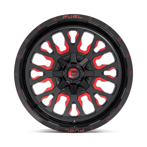 18x9 fuel off-road d612 stroke gloss black red tinted clear wheel 6x5.5 bolt pattern 1mm offset