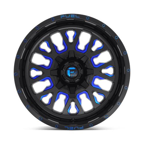 18x9 fuel off-road d645 stroke gloss black blue tinted clear wheel 6x5.5 bolt pattern 1mm offset