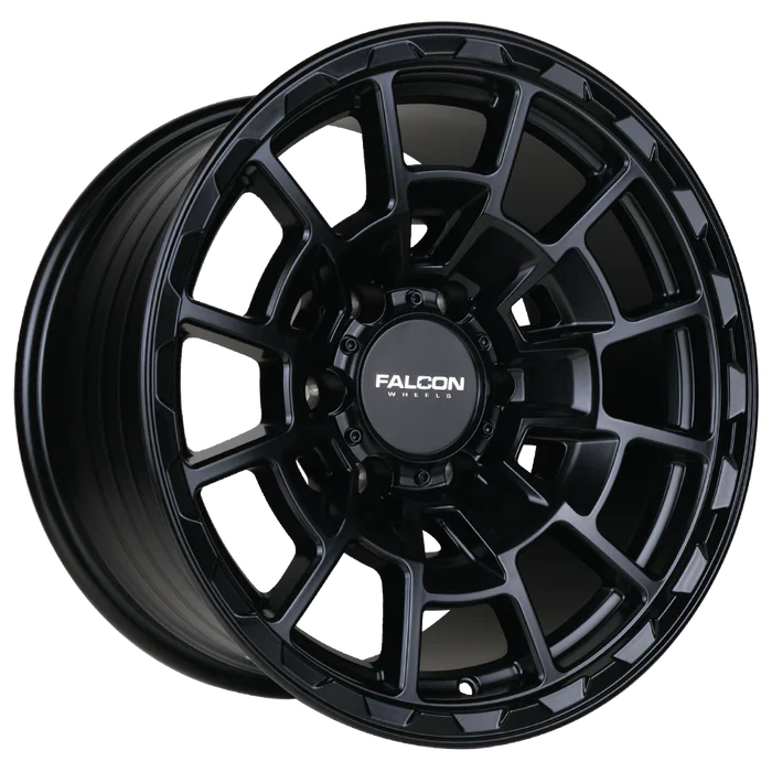 17x9 Falcon Wheels T4 Spyder Matte Black Wheel 6x5.5 Bolt Pattern -12mm Offset