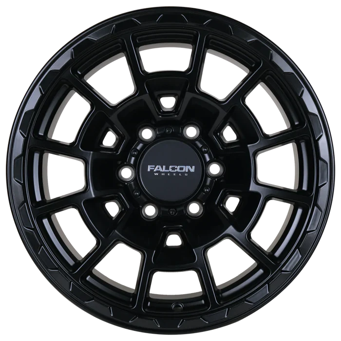 17x9 Falcon Wheels T4 Spyder Matte Black Wheel 6x5.5 Bolt Pattern -12mm Offset