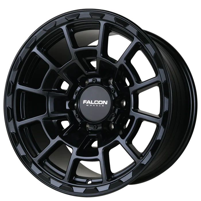 17x9 Falcon Wheels T4 Spyder Matte Black Wheel 6x5.5 Bolt Pattern -12mm Offset