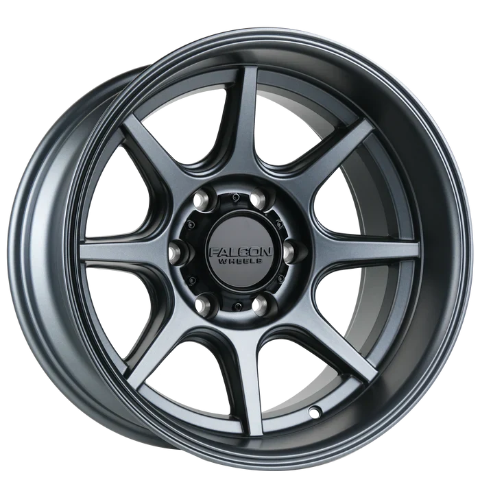 17x9 Falcon Wheels T8 Seeker Full Matte Gunmetal Wheel 6x5.5 Bolt Pattern -12mm Offset