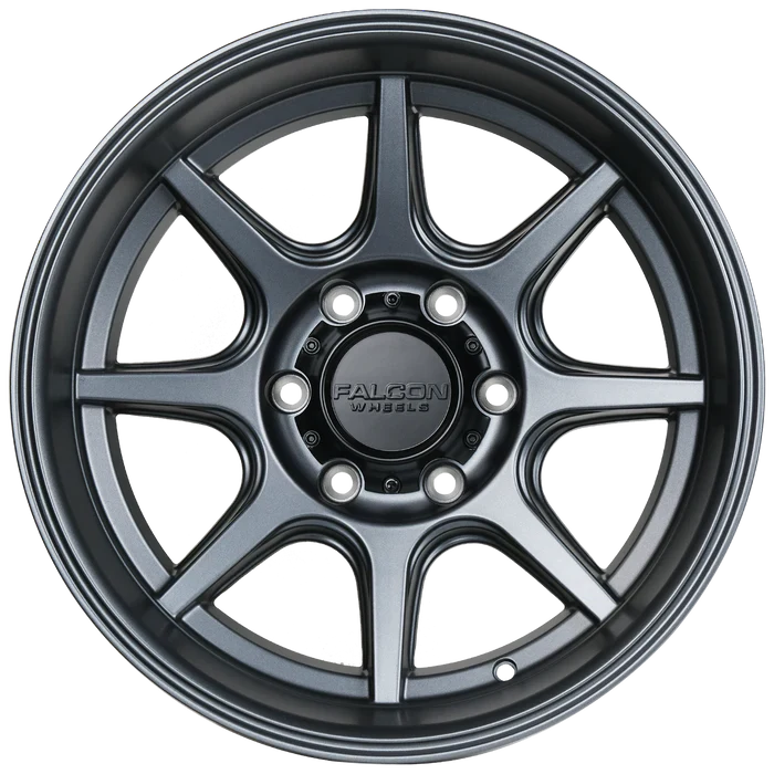 17x9 Falcon Wheels T8 Seeker Full Matte Gunmetal Wheel 6x5.5 Bolt Pattern -12mm Offset