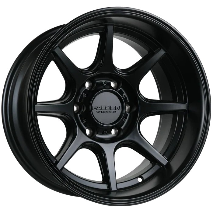 17x9 Falcon Wheels T8 Seeker Matte Black Wheel 6x5.5 Bolt Pattern -38mm Offset