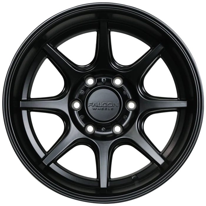 17x9 Falcon Wheels T8 Seeker Matte Black Wheel 6x5.5 Bolt Pattern -38mm Offset