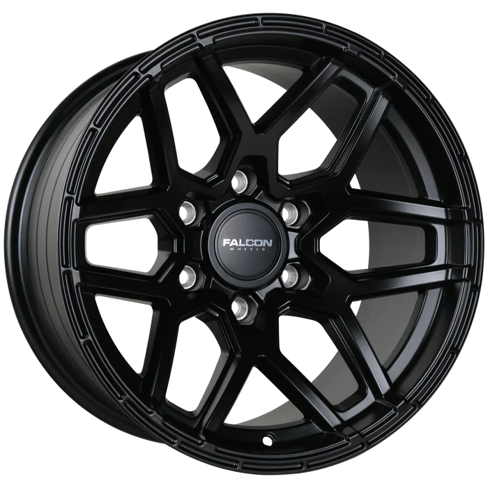 17x9 Falcon Wheels T9 Atlas Matte Black Wheel 6x5.5 Bolt Pattern -15mm Offset