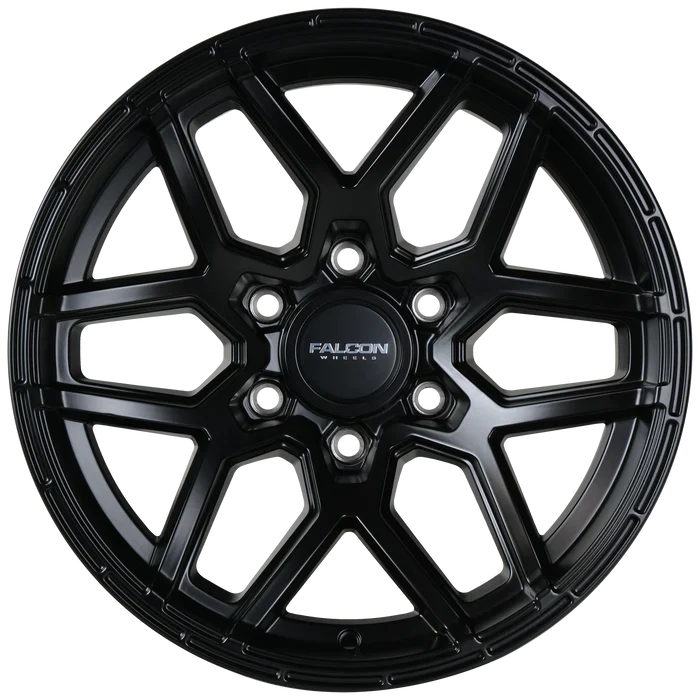 17x9 Falcon Wheels T9 Atlas Matte Black Wheel 6x5.5 Bolt Pattern -25mm Offset