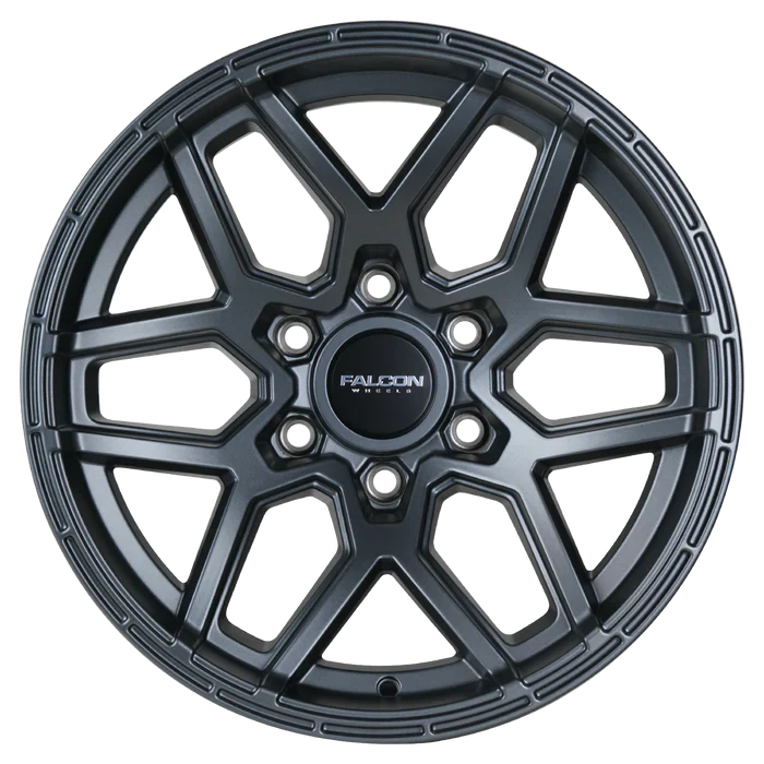 17x9 Falcon Wheels T9 Atlas Full Matte Gunmetal Wheel 6x5.5 Bolt Pattern -38mm Offset