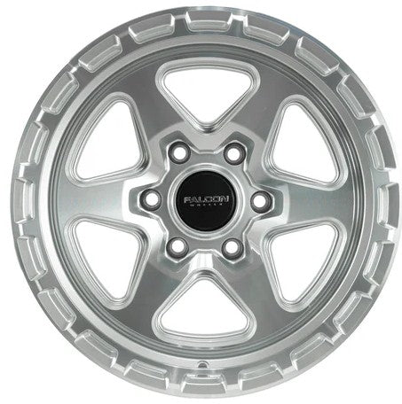 17x9 Falcon Wheels TC2 Combat Silver W/Machined Face Wheel 6x5.5 Bolt Pattern -12mm Offset