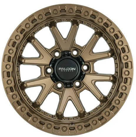 17x9 Falcon Wheels TC3 Chaos Full Matte Bronze Wheel 6x5.5 Bolt Pattern -10mm Offset