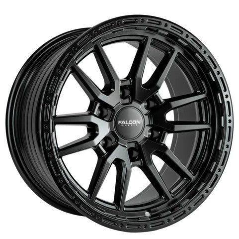 17x9 Falcon Wheels TC4 Ares Matte Black Wheel 6x5.5 Bolt Pattern 0mm Offset