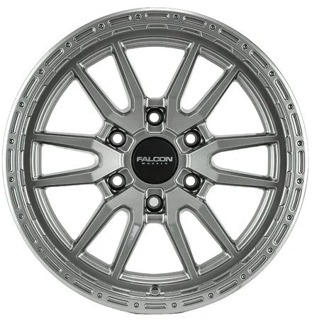 17x9 Falcon Wheels TC4 Ares Full Glossy Gunmetal Wheel 6x5.5 Bolt Pattern 0mm Offset