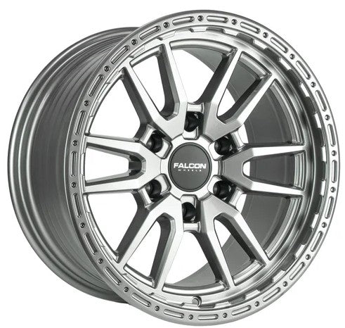 17x9 Falcon Wheels TC4 Ares Full Glossy Gunmetal Wheel 6x5.5 Bolt Pattern 0mm Offset
