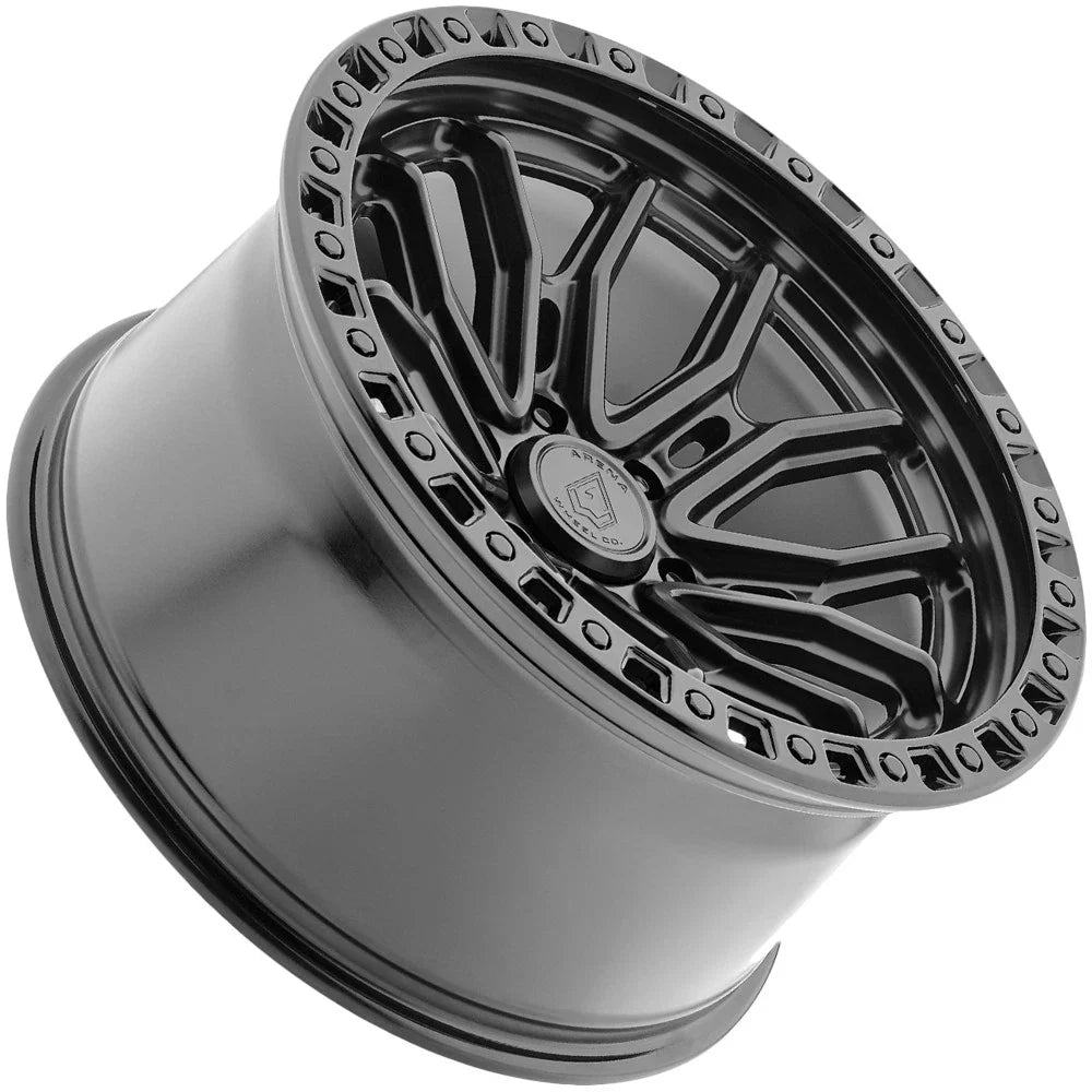 20x9 Arena Wheel A120 Terra Satin Black Center Glossy Black Lip Wheel 6x5.5 Bolt Pattern 0mm Offset