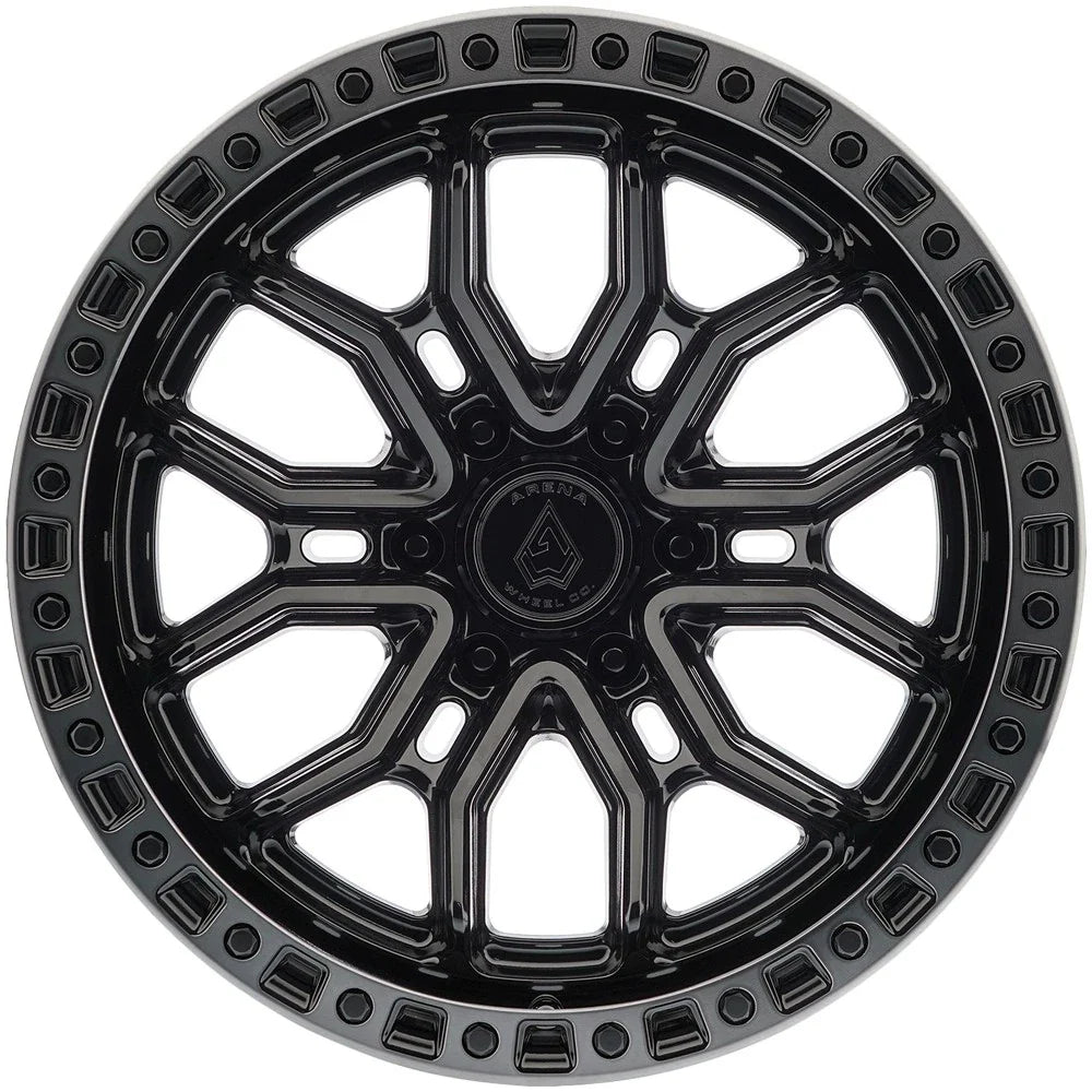 20x9 Arena Wheel A120 Terra Glossy Black Center Machined Ddt Lip Wheel 6x5.5 Bolt Pattern 0mm Offset