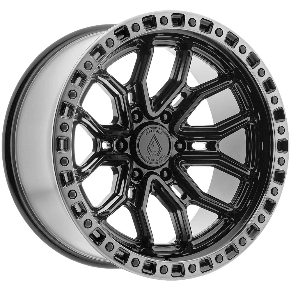 20x9 Arena Wheel A120 Terra Glossy Black Center Machined Ddt Lip Wheel 6x5.5 Bolt Pattern 0mm Offset