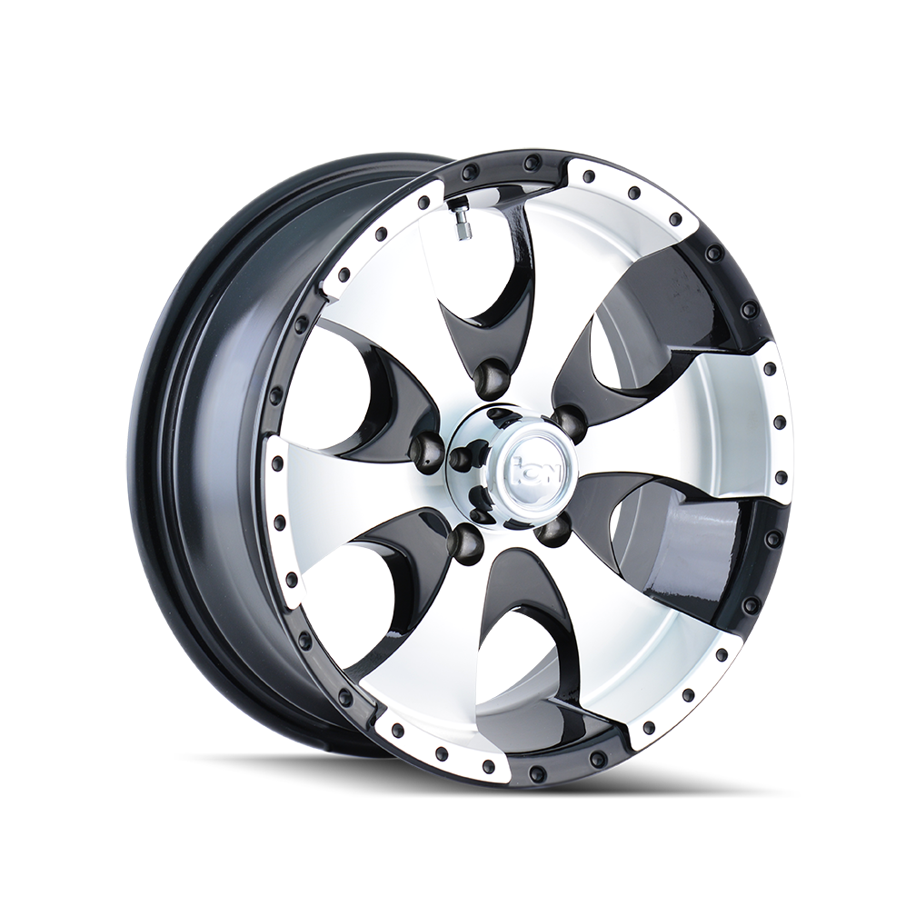 15x6 ion alloy 136 gloss black machined wheel 6x5.5 bolt pattern 0mm offset