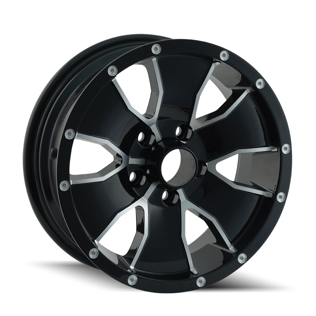 15x6 ion alloy 14 gloss black machined wheel 6x5.5 bolt pattern 0mm offset