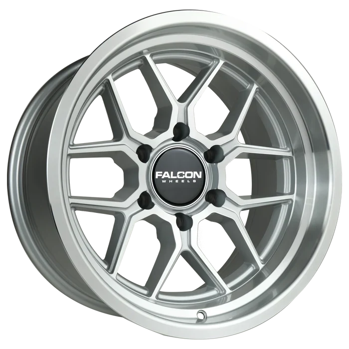 17x9 Falcon Wheels TX1 Apollo Silver W/Full Machined Face Wheel 6x5.5 Bolt Pattern -12mm Offset