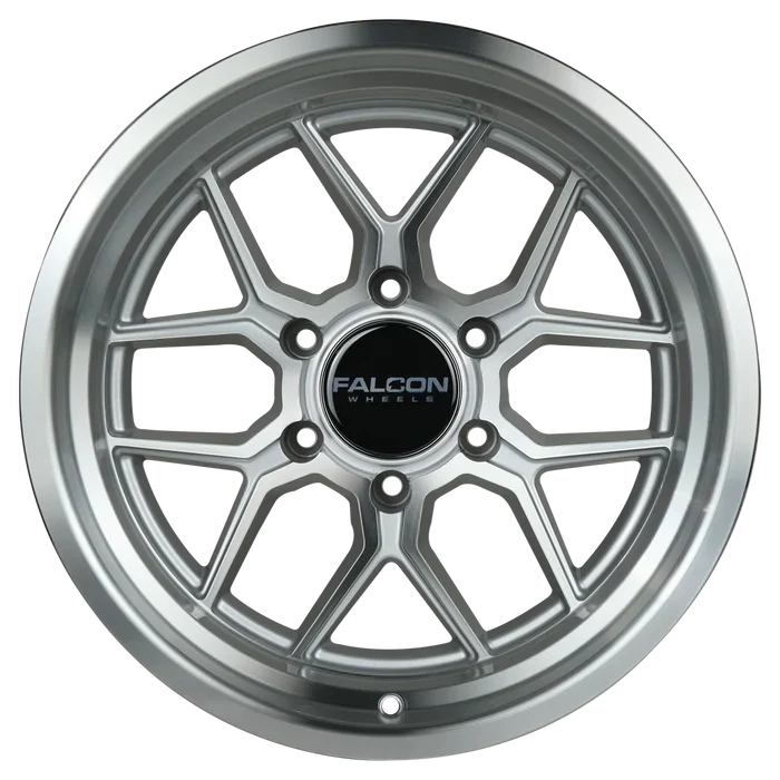 17x9 Falcon Wheels TX1 Apollo Silver W/Full Machined Face Wheel 6x5.5 Bolt Pattern -38mm Offset