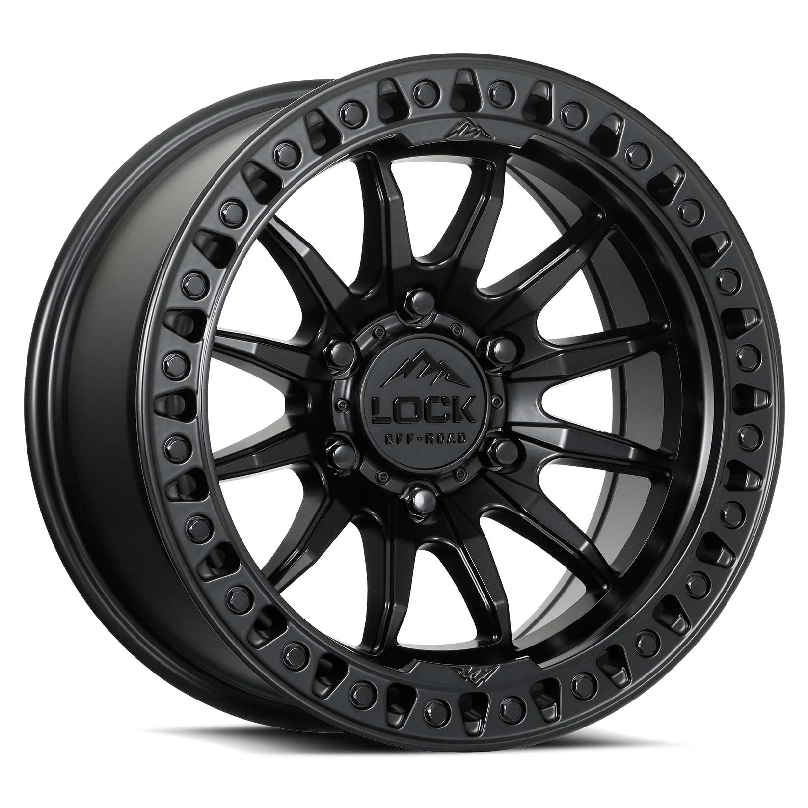 20x9 lock off-road trail matte black w matte black ring wheel 6x5.5 bolt pattern 1mm offset