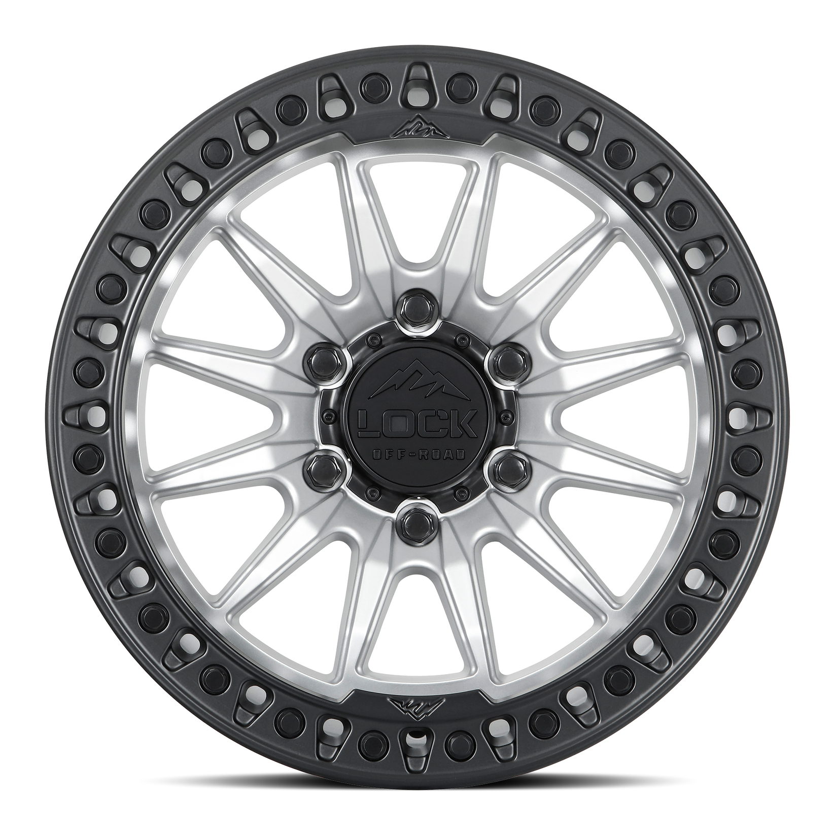 20x9 lock off-road trail matte silver w matte black ring wheel 6x5.5 bolt pattern 20mm offset