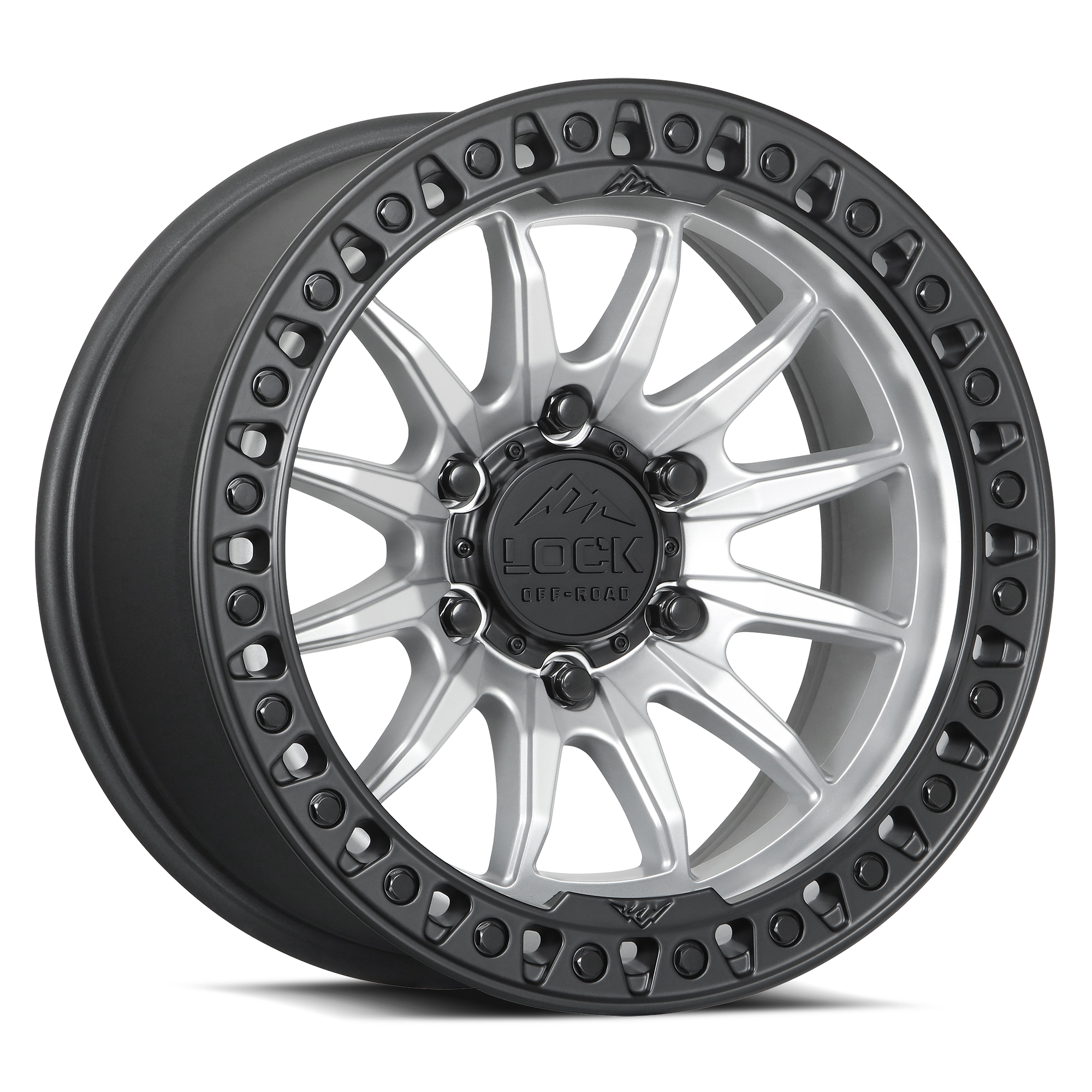 20x9 lock off-road trail matte silver w matte black ring wheel 6x5.5 bolt pattern 1mm offset