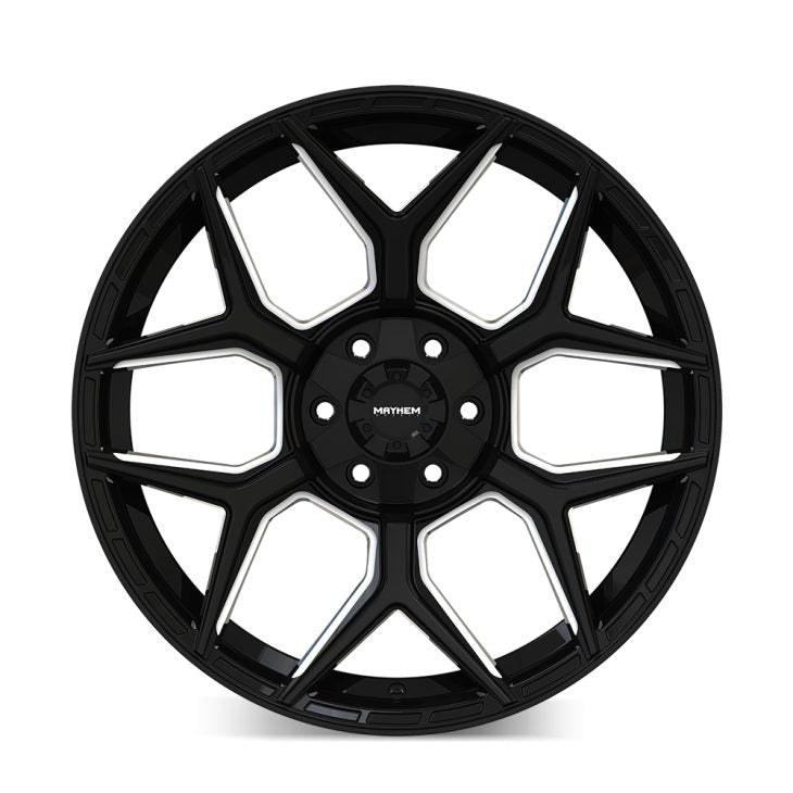 22x10 Mayhem Vanquish Gloss Black Milled Wheel 6x5.5 Bolt Pattern -19mm Offset