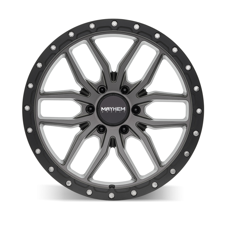 20x9 Mayhem Vector Matte Gunmetal Black Lip Wheel 6x5.5 Bolt Pattern +18mm Offset