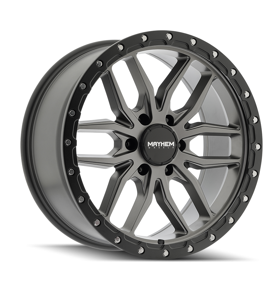 20x9 Mayhem Vector Matte Gunmetal Black Lip Wheel 6x5.5 Bolt Pattern +18mm Offset