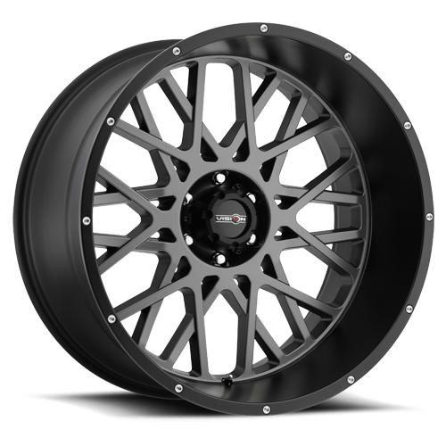 20x9 Vision 412 Rocker Anthracite with Satin Black Lip Wheel 6x5.5 Bolt Pattern 10mm Offset