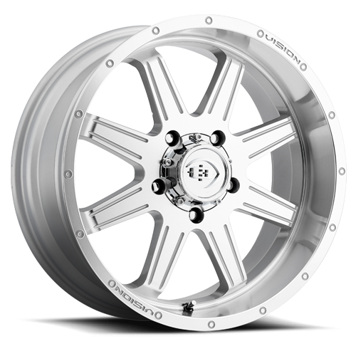 20x9 Vision 421 Cannibal Silver Machined Face Wheel 6x5.5 Bolt Pattern 12mm Offset