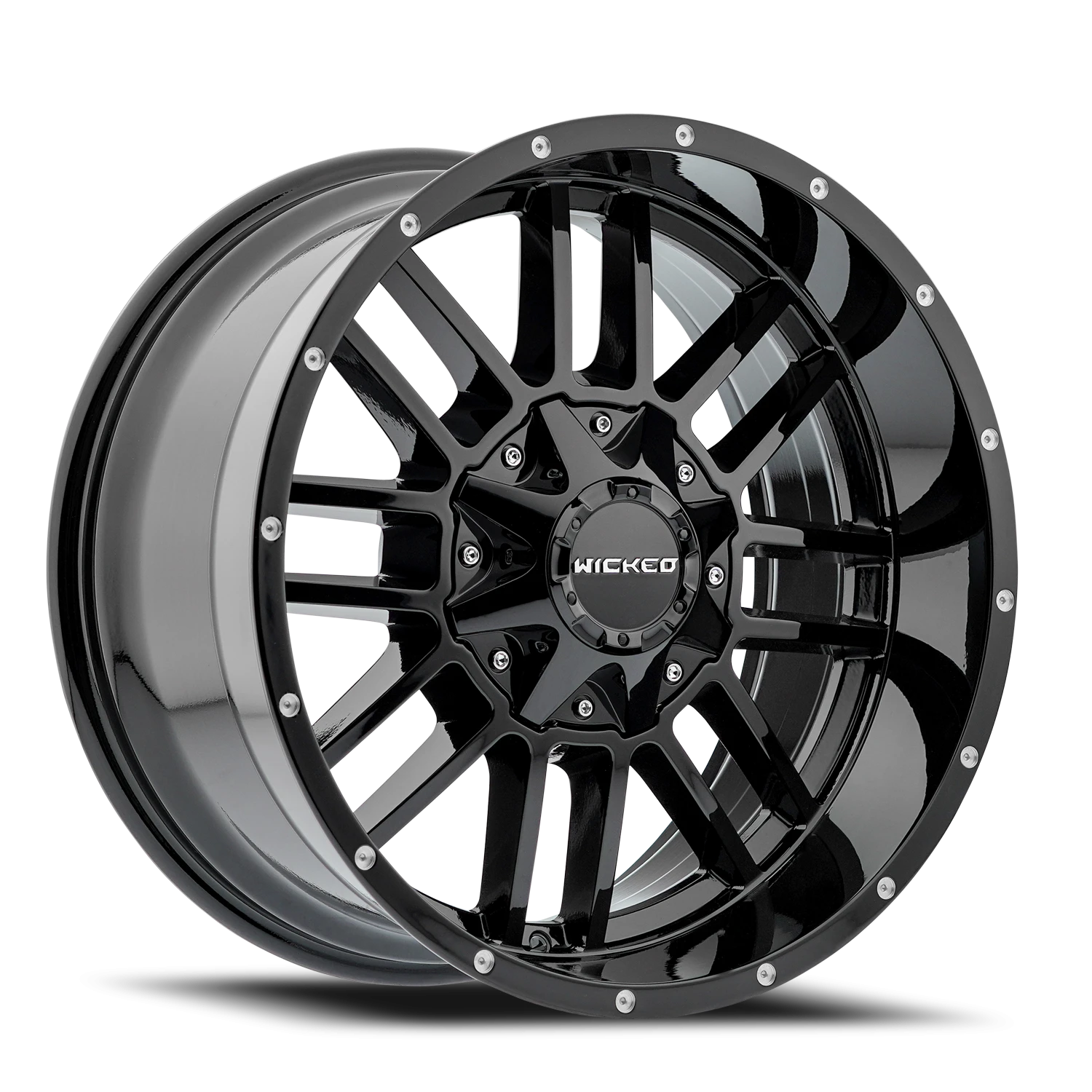 20x10 Wicked Off-Road W826 Gloss Black Wheel 6x5.5 Bolt Pattern -18mm Offset