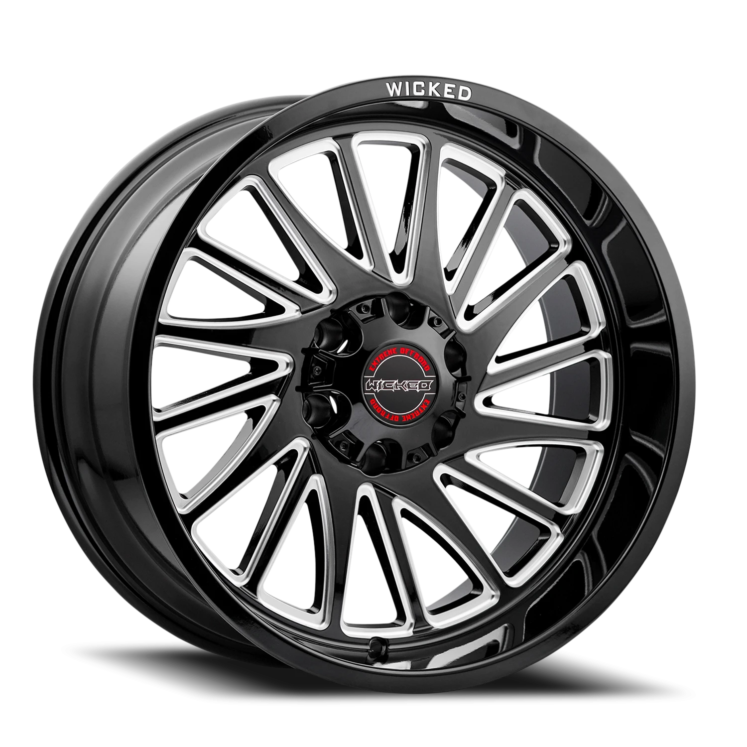 22x10 Wicked Off-Road W936 Gloss Black Milled Wheel 6x5.5 Bolt Pattern -19mm Offset