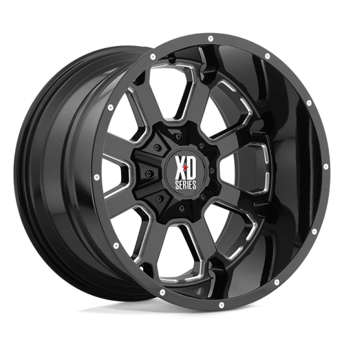 20x12 xd wheels xd825 buck 25 gloss black milled wheel 6x5.5 bolt pattern 44mm offset
