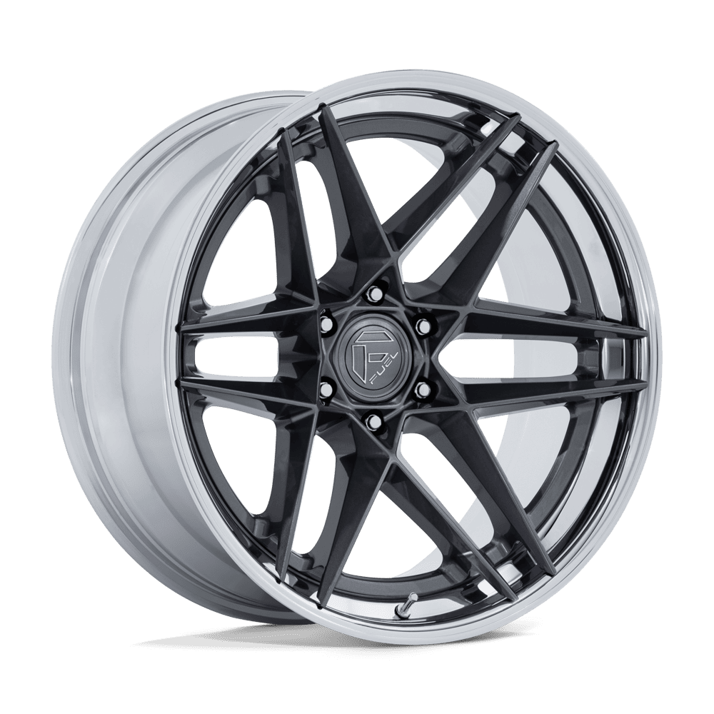 20x10 fuel off-road fc408 flight gloss gunmetal w chrome lip wheel 6x5.5 bolt pattern 18mm offset